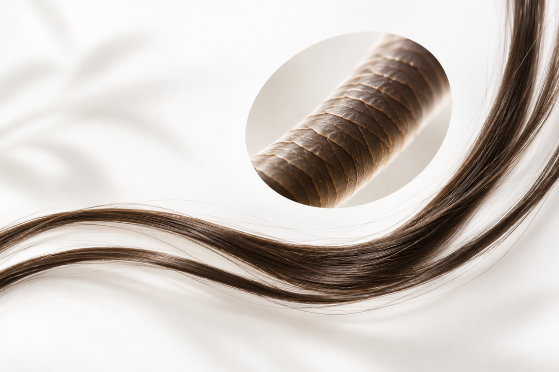 Close-up of a hair strand illustrating post-monsoon hair fall and breakage