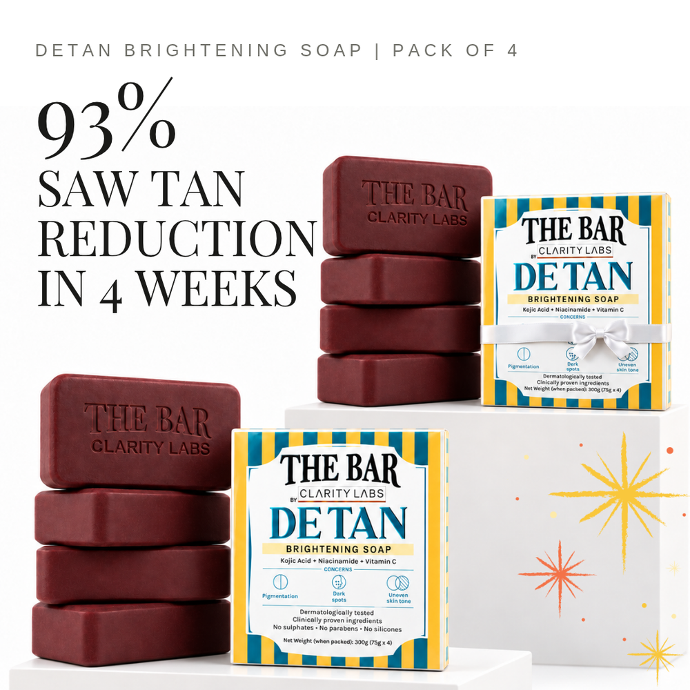 DeTan Brightening Soap with 1.5% Kojic Acid & 1% Niacinamide | Pack of 4