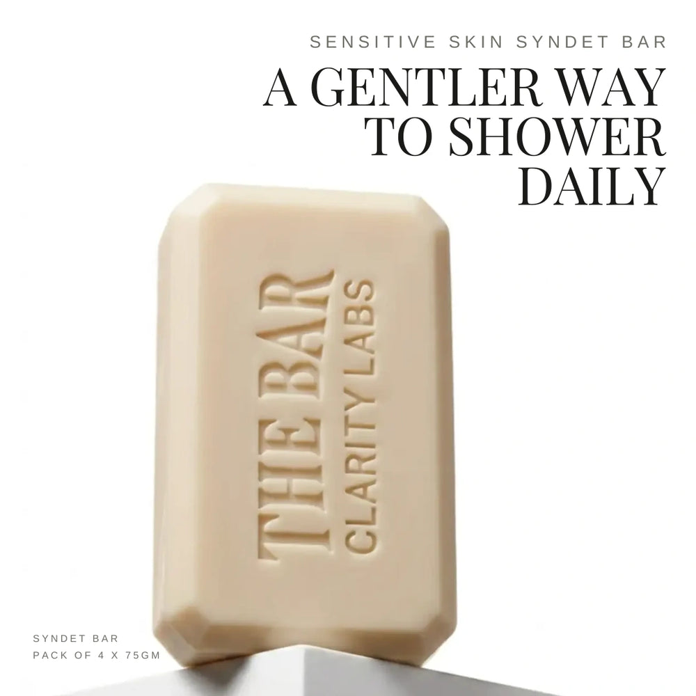 Sensitive Skin Syndet Bar with pH 5.5 Balance, Soap-Free Bar for Sensitive & Dry Skin | Pack of 4