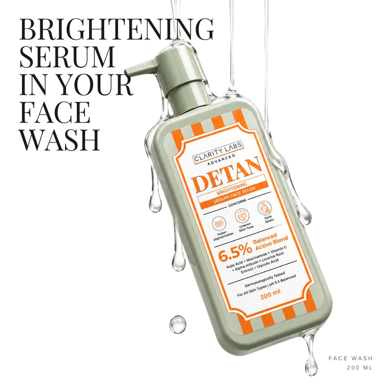 DeTan Brightening Face Wash with 2% Kojic Dipalmitate & 1% Vitamin C - 200 ml